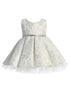 Baby Girls Silver Pleated Floral Jacquard Flower Girl Dress 6-24 Months - SophiasStyle.com
